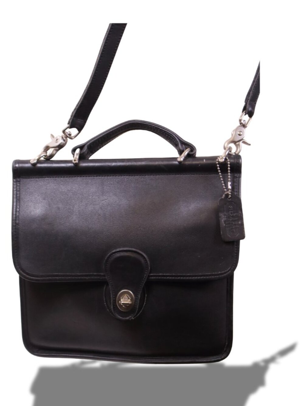 Vintage Coach Black Leather Willis Top Handle Crossbody Bag USA Made